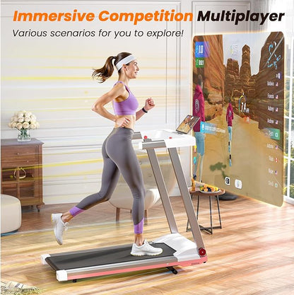 Treadmills for Home, 4-in-1 Foldable Treadmill with Incline, 300 LBS Capacity Running Treadmills for Home Small Spaces with Handles, 3.0 HP Folding Treadmill with Smart APP