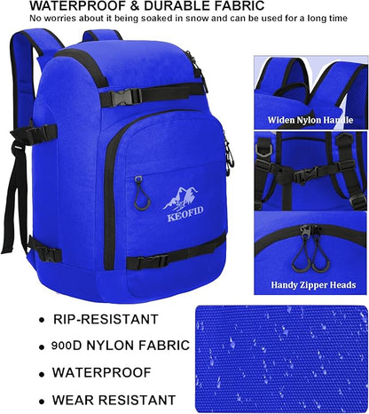 KEOFID 50L Ski Boot Bag Backpack, Waterproof Ski Bag, Travel Backpack for Ski Helmet, Snowboard