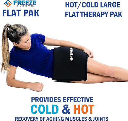 FreezeSleeve Flat Pak | 12" x 17" Extra Large Reusable Gel Ice Pack for Hot and Cold Therapy | Soft Flexible Cooling Pad for Back Hip Leg Injuries and Pain Relief | Cold Compress for Injury Recovery