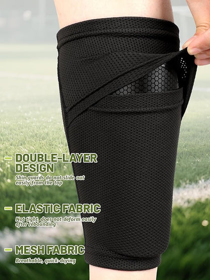 Kids Soccer Shin Guards, Youth Toddler Shin Pads with Sleeves and Soccer Socks for Age 3-16 Boys Girls Protective Lightweight Soccer Equipment