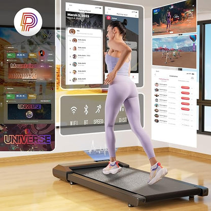 SupeRun Walking Pad, Under Desk Treadmill, 3 in 1 Portable Treadmill with Remote Control LED Display, 2.5 HP Quiet Walking Jogging Machine for Office Home Use, 300 Lbs Capacity