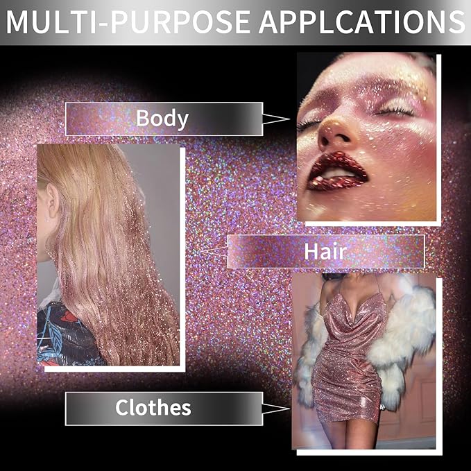 Hair Glitter Body Glitter Spray, 150ML Glitter Hairapray Holographic Pink Glitter Spray for Hair and Boday, Hair Glitter for Kids Women, Body Shimmer Festival Rave and Makeup 4.2 Fl Oz