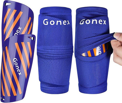Gonex Soccer Shin Guards for Kids Adult, Youth Boys Girls Shin Guards Slip in Soccer Shin Pad Sleeves Canilleras for Football Games, EVA Cushion Protection Reduce Shocks & Injuries