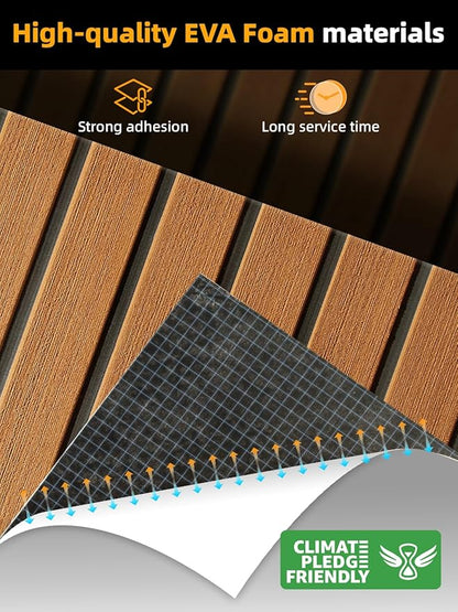 FOCEAN Boat Flooring EVA Foam Boat Decking Faux Teak Marine Flooring Boat Mat Boat Carpet Sheet for Motorboat RV Yacht Kayak Surfboard, 94.5"x 47.2"/35.4"/23.6"/15.7"