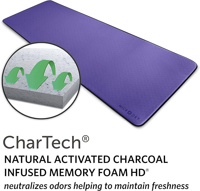 MICRODRY Deluxe Fitness Exercise Yoga Mat for Home & Gym, Extra Thick for High Impact Training, Multi Layered Skid Resistant Surface, Odor Neutralizing with Carrying Strap