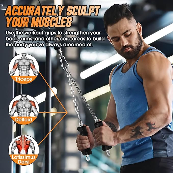 Lat Pull Down Machine Attachment, Tricep Rope Cable Attachment for Gym Cable Machine, Ergonomic Tricep Rope Exercise Handle Accessories for Home Gym