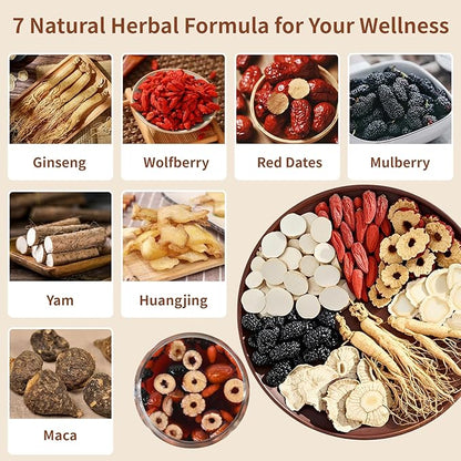 Ginseng Five Treasures Kidney Tea - Chinese Six Treasure Organic Cleanse Detox for Women and Men's Health - 7 Precious Ingredients Formula (30 Bags/2 Boxes)