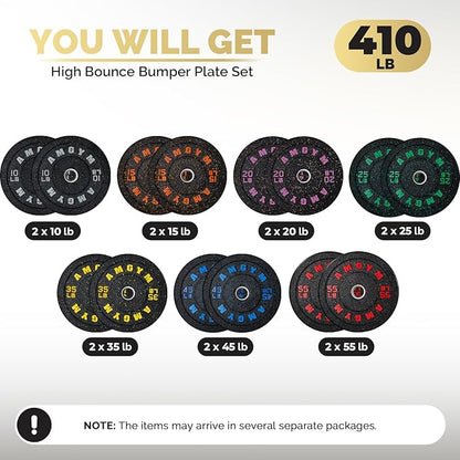 2 Inch Bumper Plates，10-500lbs，Barbell Rubber Olympic Weight Plates Set for Home Gym, Strength Training & Weight Lifting, Multiple Options Colors