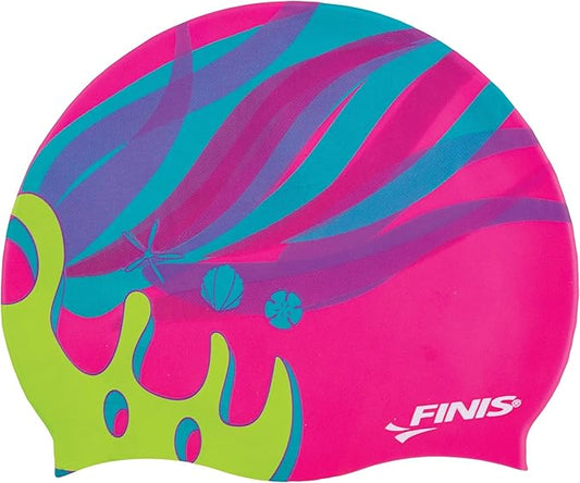 FINIS Mermaid Kids Swim Cap - 100% Silicone - Fun Prints - Universal Fit - Chlorine Protection