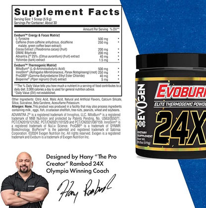Evogen Evoburn - Thermogenic Fat Burner for Men & Women | Energy, Focus, & Appetite Control | Advanced Metabolism Booster Fat Burner Formula with MitoBurn & Caffeine | Victory Punch | 30 Servings