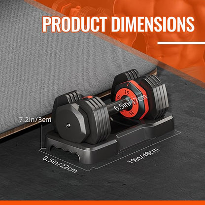 VEICK 25/55 lbs Adjustable Dumbbell with Anti-Slip Turning Handle, Fast Adjust Weight for Men Women, Exercise Equipment with Tray for Home Gym Full Body Workout Fitness