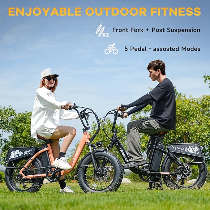 1500W Peak Motor Electric Bike for Adults Up to 80 Miles 30MPH Dirt Ebike 20" x 4 Fat Tire 48V 20Ah Removable Battery Mountain E Bike Commuter Full Suspension Bicycles for Men Women