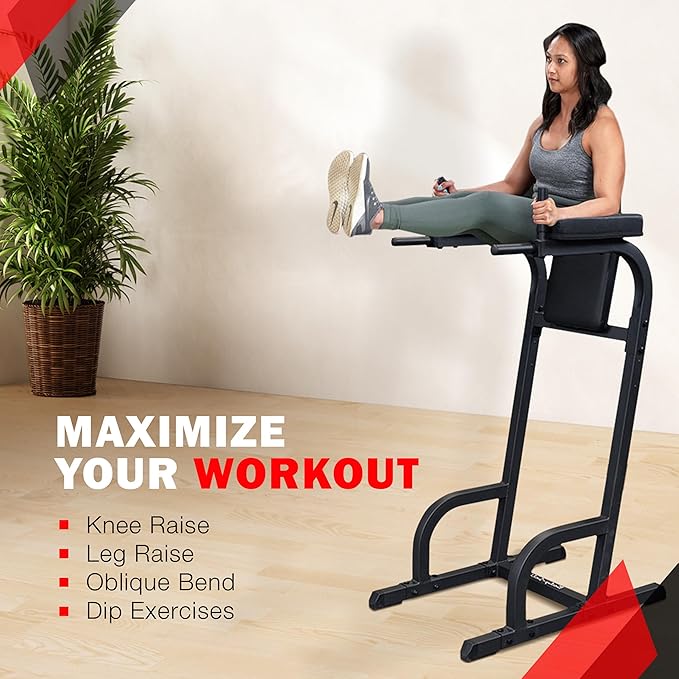 Body-Solid (GVKR60) Vertical Knee Raise with Dip Station for Abdominal and Core Training, Home and Commercial Gym