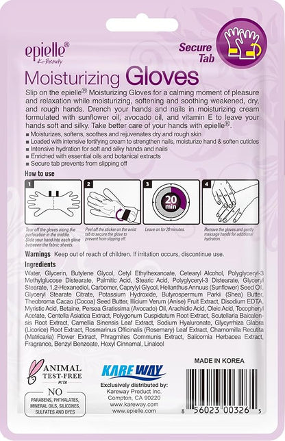 Epielle Moisturizing Hand Masks 6 Pairs, Deep Moisturizing Gloves for Dry, Cracked Hands, Relieve and Soften with Sunflower Seed Oil & Avocado Oil, Korean Skin Care, Spa Set, Self Care Gifts for Women