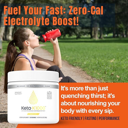Hi-Lyte Keto K1000 Electrolyte Powder | Lemonade | Hydration Supplement Drink Mix | Boost Energy & Beat Leg Cramps | No Sugar, No Maltodextrin | 50 Servings
