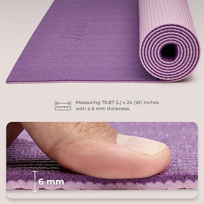 Sunny Health & Fitness Non-Slip Yoga Mat – Durable, Anti-Tear, Lightweight, Cushioned Support for Yoga, Pilates, Stretching Exercises, Meditation and Floor Workouts | Multiple Sizes & Colors
