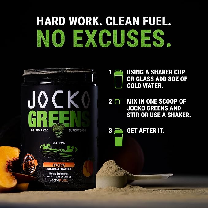 Jocko Fuel Daily Greens Powder - Premium Organic Greens Superfood Powder for Gut Health, Digestion, Bloating, Immune Support with Spirulina, Chlorella, Digestive Enzymes, & Probiotics - 30 Servings