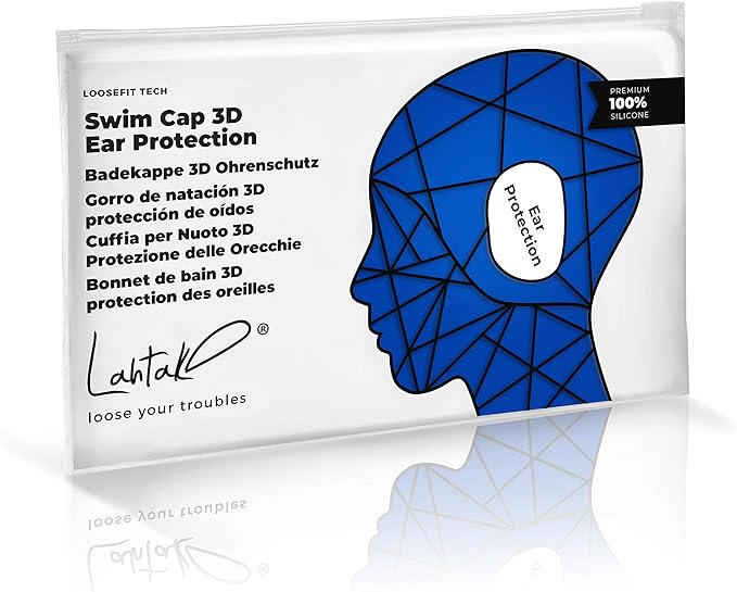 3D Swim Caps - Ear Protection Swimming Cap for Women & Men - Silicone, Waterproof - Fits Long & Short Hair - Adult & Youth