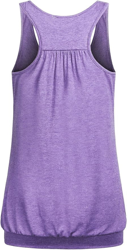 Miusey Womens Sleeveless Round Neck Loose Fit Racerback Yoga Tank Top