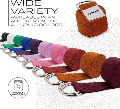 RDX 8ft Yoga Strap with D-Ring Buckle, Durable Polyester Cotton Adjustable Belts for Stretching Pilates Dance Gymnastics General Fitness Holding Poses Flexibility Physical Therapy, Home Gym Workout