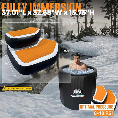 Inflatable Step for Cold Plunge Tub, EVA Non-Slip Drop Stitch Ice Bath Accessory, Detachable 2-Piece Tier Design, Portable Stairs for Ice Plunge, Fits Most Inflatable Ice Tubs