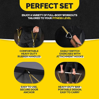 Long Resistance Bands for Working Out Men and Women - Set of 5 Pull-Up Bands, Rubber Handles and Door Anchor - Workout Bands Resistance for Men - Exercise Bands Resistance Bands Set