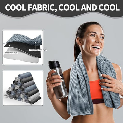 Honoson Cooling Towel Bulk - Neck & Face Cool Chilly Towels Microfiber Breathable Sport Sweat Rag for Gym, Yoga, Travel, Camping, Running, Outdoor