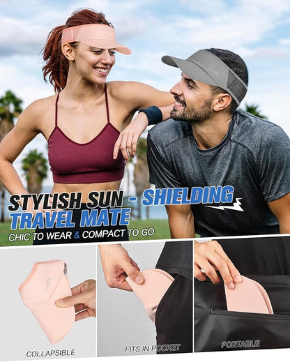 GXCROR Sports Sun Visor Hat Men Women, Lightweight Breathable Quick Dry Sports Sun Hat for Running Golf Tennis