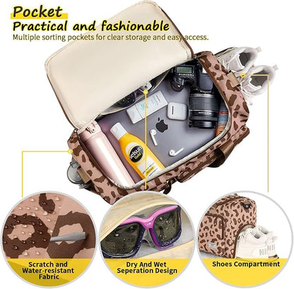 FIORETTO Women's Gym Duffle Bag with Shoes Compartment, 37L Capacity, Ideal for Travel, Gym, Sports, Duffel, Weekender