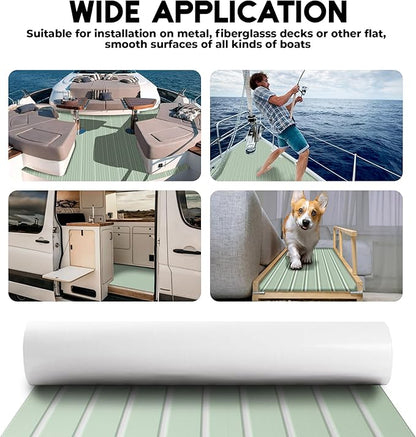 FOCEAN Boat Flooring EVA Foam Boat Decking Faux Teak Marine Flooring Boat Mat Boat Carpet Sheet for Motorboat RV Yacht Kayak Surfboard, 94.5"x 47.2"/35.4"/23.6"/15.7"