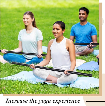 Hiboom 6 Pcs 5ft Yoga Stick Natural Bamboo Exercise Stick with Non-Slip Rubber Ends Stretching Tool Posture Corrector Stretch Tool for Flexibility, Workout, Balance Fitness