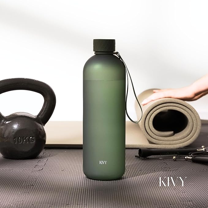 KIVY Slim Water Bottle 50oz [Lightweight & Shatterproof] - Reusable Tritan Water Bottle - Leak Proof Water Bottle for Women & Men - No Spill - Dishwasher Safe - Black