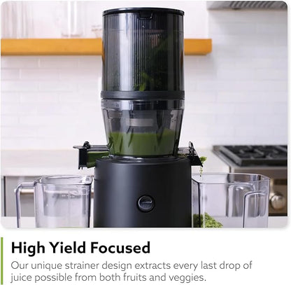 Hurom H320 Cold Press Juicer Machine, Easy to Clean Masticating Slow Juicer, Coarse Strainers, Self-Feeding, Hands Free, Family Size, Quiet Motor, Easy Assembly (Black)