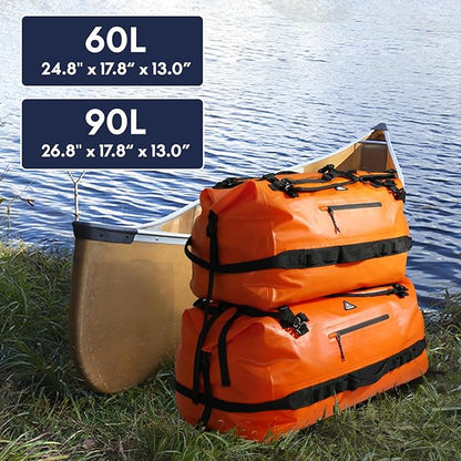 Haimont Large Waterproof Duffel Backpack Roll-Top Heavy Duty Dry Duffle Bag for Boating, Travel, Motorcycle, Kayaking, Camping, 60L