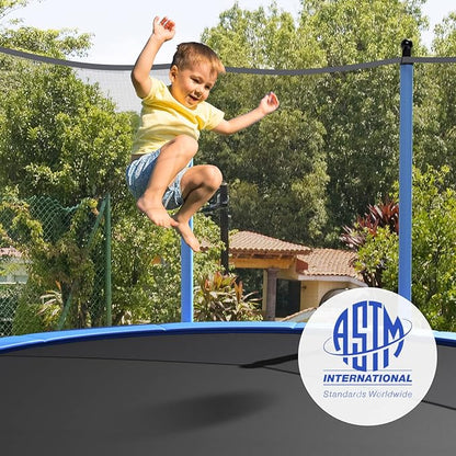 GYMAX Trampoline, 8FT 10FT 12FT 14FT 15FT 16FT Recreational Trampolines w/Safety Enclosure Net & Ladder - ASTM Certificated, Outdoor Trampoline for Kids and Adults