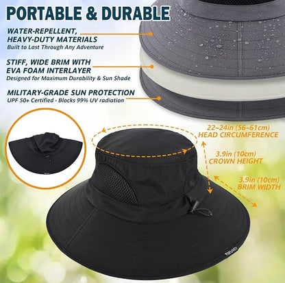 EINSKEY Wide Brim Sun Hat, UPF 50+ UV Protection Waterproof Packable Bucket Hat for Men & Women, Fishing Hiking Beach Garden
