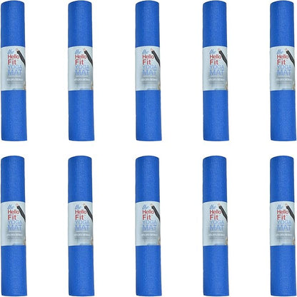 Hello Fit 10-Pack Yoga Mat, 68" x 24" Non Slip Exercise Mat, 4mm Thick Gym Mat for Fitness and Stretching, Bulk Non Toxic Yoga Mats for Schools and Studios