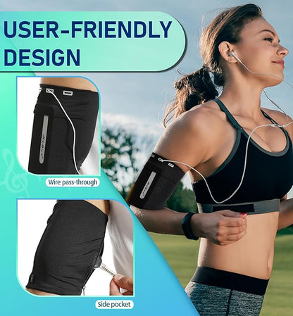 HiRui Running Armband Sleeve Universal Sports Armband Cell Phone Holder Armband for Exercise Workout, Compatible with iPhone 16/15/14/13/Plus/Pro Samsung Galaxy All Phones (S, Black)