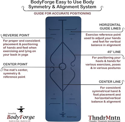 BodyForge Yoga Mat Thick Exercise Mat Thick 8mm TPE Eco-Friendly with Alignment Marks Non-Slip Extra Thick High-Density for Women and Men Workout Pilates