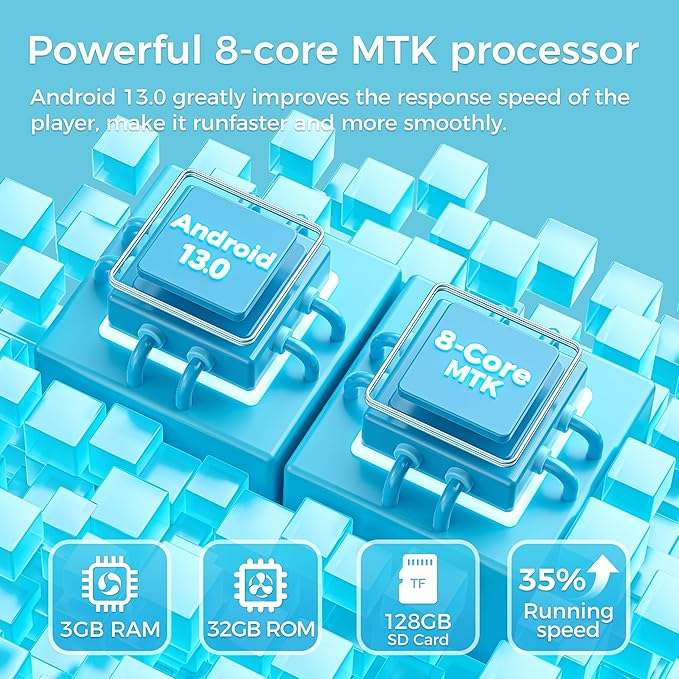 160GB MP3 Player with Bluetooth and WiFi, SWOFY D08 Android 13 OS MP3 & MP4 Players with 4" Touchscreen and HD Speaker,Music Players with Spotify,Pandora, Audible, Amazon Music, Play Store, FM Radio