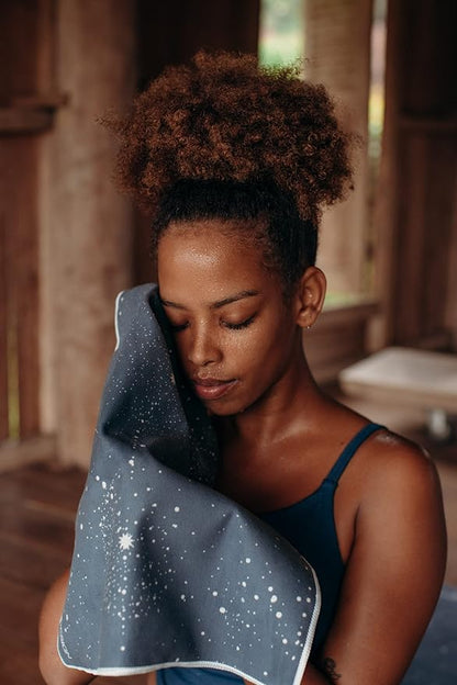Yoga Design LAB | The Hand Towel | Premium Non Slip Hand Towel | Designed in Bali | Colorful Eco Printed + Quick Dry + Soft | Hot Yoga, Bikram, Ashtanga, Sport, Barre, Travel (Celestial)