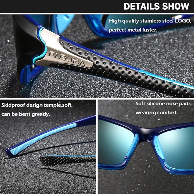 FAGUMA Sports Polarized Sunglasses For Men Cycling Driving Fishing UV400 Protection