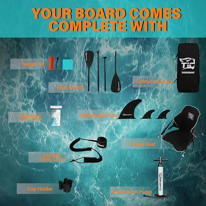 11'6"/11'/10' Inflatable Paddle Board with Complete Accessories, Versatile Premium Paddle Boards for Adults/Youth, Stand Up Paddle Board Polar/Wave/Sunny Wave Collection