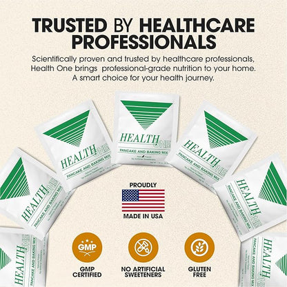 Health One High Protein Pancake & Baking Meal Replacement Powder | 15G Whey & Soy Isolate | GLP-1 Booster | Gluten Free Waffle & Muffin Mix | Just Add Water | No Artificial Sweeteners (15 Servings)