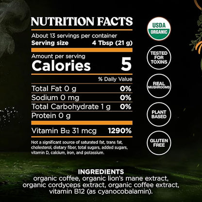 Four Sigmatic The Last of Us High Caffeine Cordyceps Coffee | Organic Dark Roast Extra Strong Ground Coffee with L-Theanine | Energy Booster Without the Jitters | 10oz Bag