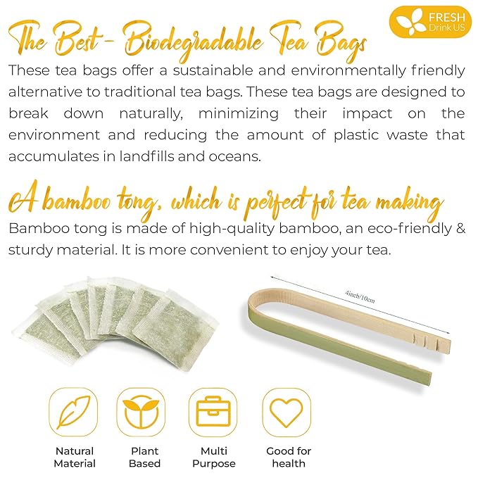 FreshDrinkUS Premium 50 Barley Tea Bags, 100% Natural & Pure. Loose Barley Herbal Tea. Made with Natural Material Tea Bags. No Sugar, No Caffeine, No Gluten, Vegan