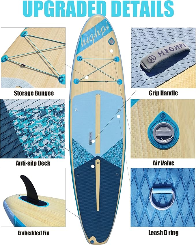 Highpi Inflatable Stand Up Paddle Board for Youth and Adults – Wide Sup with Premium Accessories, Blow Up Paddleboard for Surfing, Fishing, Yoga & More