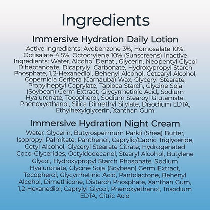 Eucerin Face Immersive Hydration Skin Care Set, Daily Face Lotion with SPF 30 (2.5 Fl Oz) + Night Cream with Hyaluronic Acid (2.5 Oz), Facial Moisturizer Improves the Look of Fine Lines and Wrinkles