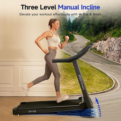 Treadmills for Home Use, Walking Pad Treadmill with Incline, Auto Foldable Treadmill for Home, 8.0 MPH Running Treadmill with Bluetooth Enabled, 300 lbs User Capacity