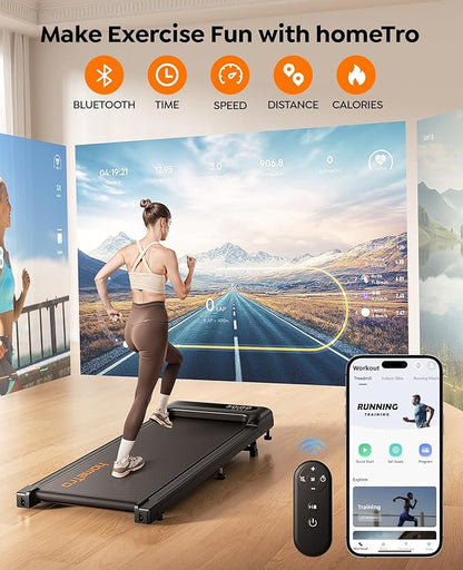 3.0HP Walking Pad with 9% Incline, 0.6-5 MPH, Compact & Portable Under Desk Treadmill for Home/Office, Maximum 265lbs Capacity, Remote, APP Control, for Jogging/Running, Assemble Free